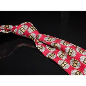 Countess Mara 100% Silk Tie Red Gray Foulard Men's Designer Necktie Wide